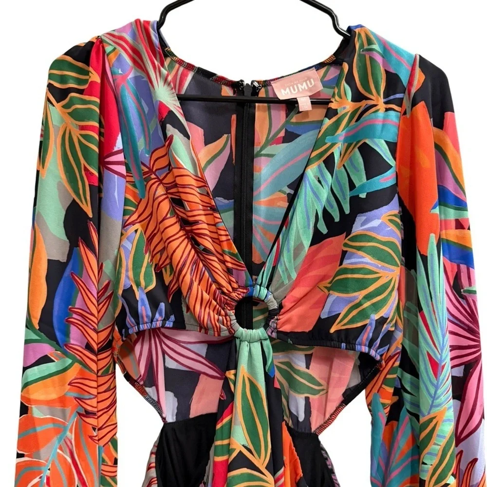 SHOW ME YOUR MUMU Go Out Cut Out Mini Dress Tropical Paradise Size Medium - Picture 6 of 16